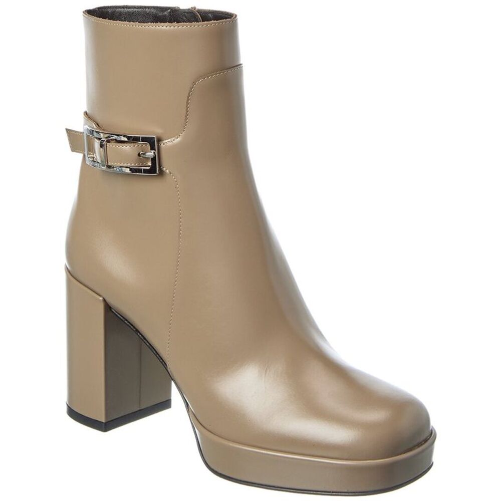 Sergio Rossi Nora Leather Platform Boot, Brown